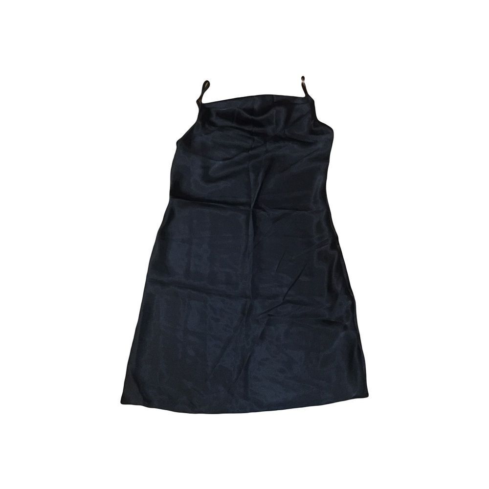 Bebe MEDIUM Cowl front mini dress slip cocktail Satin feel look light adj straps